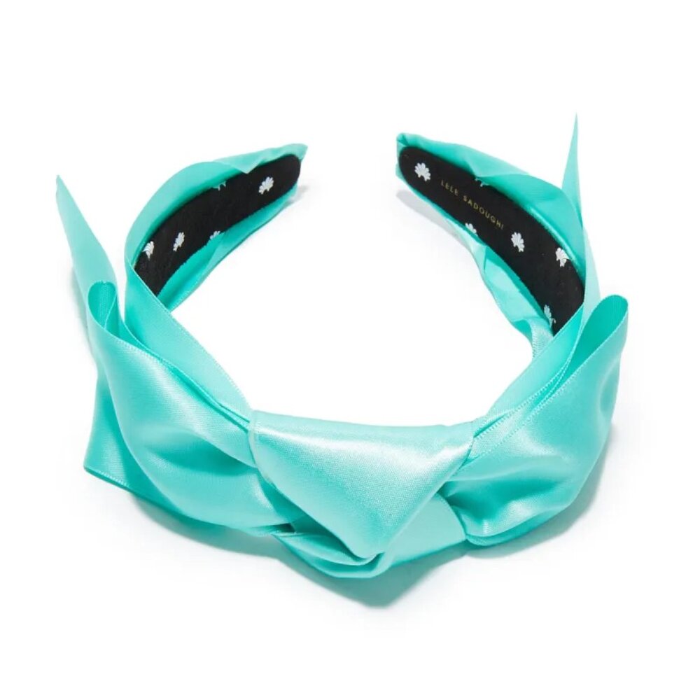Lele Sadoughi Silk Shirley Ribbon Headband in Electric Mint NWT - Picture 2 of 10